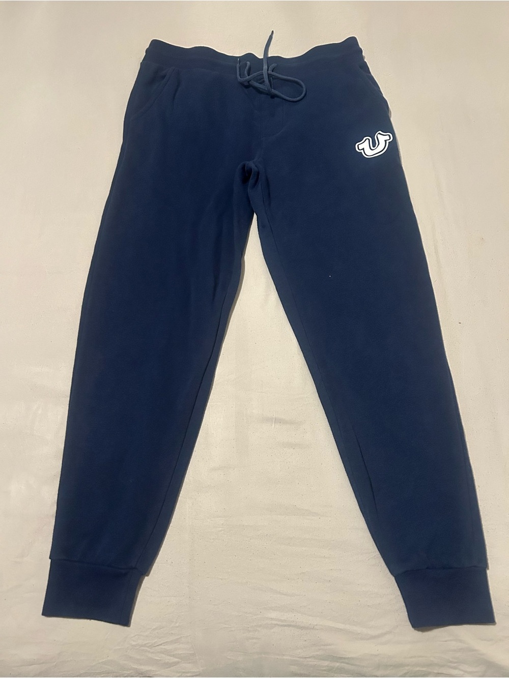 True Religion Navy Jogger Sweatpants with White Logo